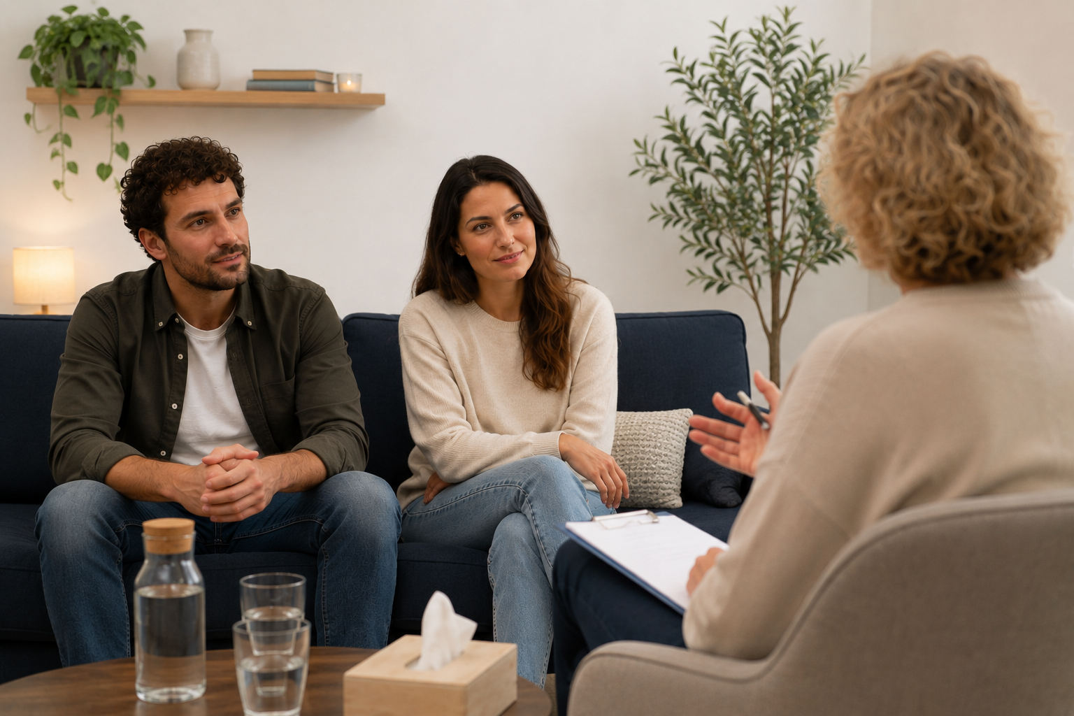 Un incontro di counseling di coppia in uno studio accogliente